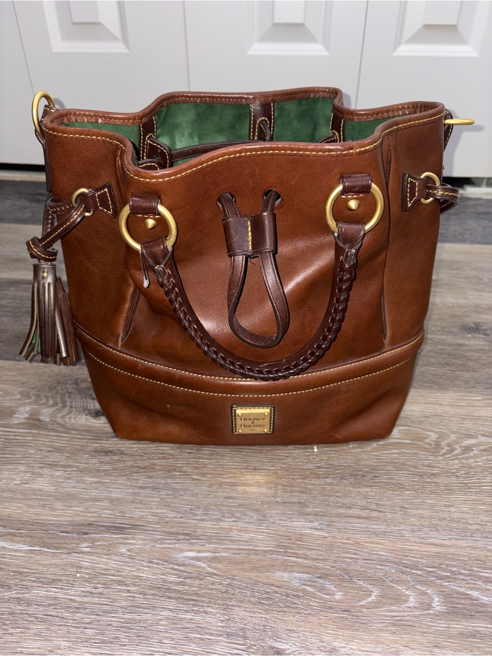 Dooney & Bourke Florentine Buckley Chestnut Leather Drawstring Satchel